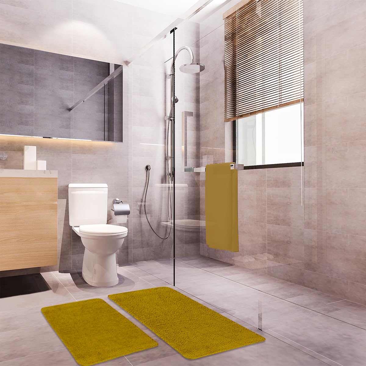 Levasseur Polynésie lot 2 tapis de bain miel 60x120 antiderspant
