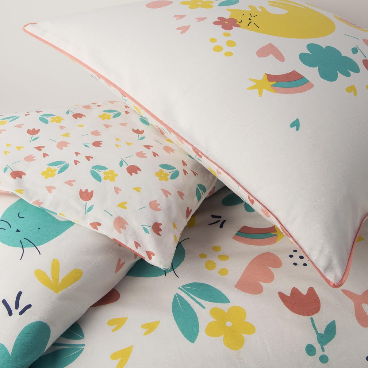 Future Home Kids Parure de Lit 140x200 Chat Fille Coton
