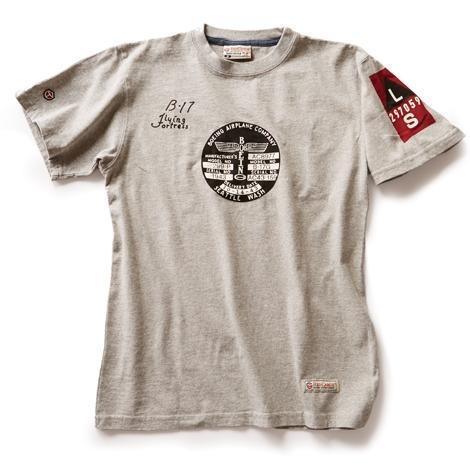 LA BOUTIQUE DU PILOTE B17 Tee Shirt Gris 100% Coton