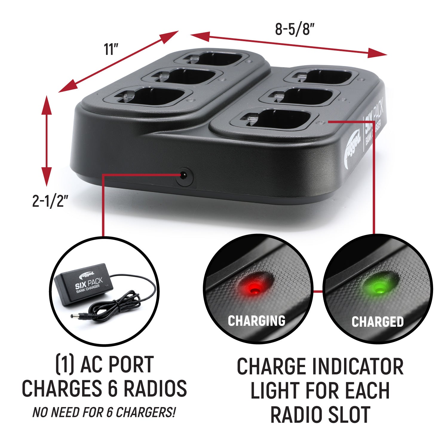Rugged Air GMR5 radio GMRS portable gris lot 6 + chargeur