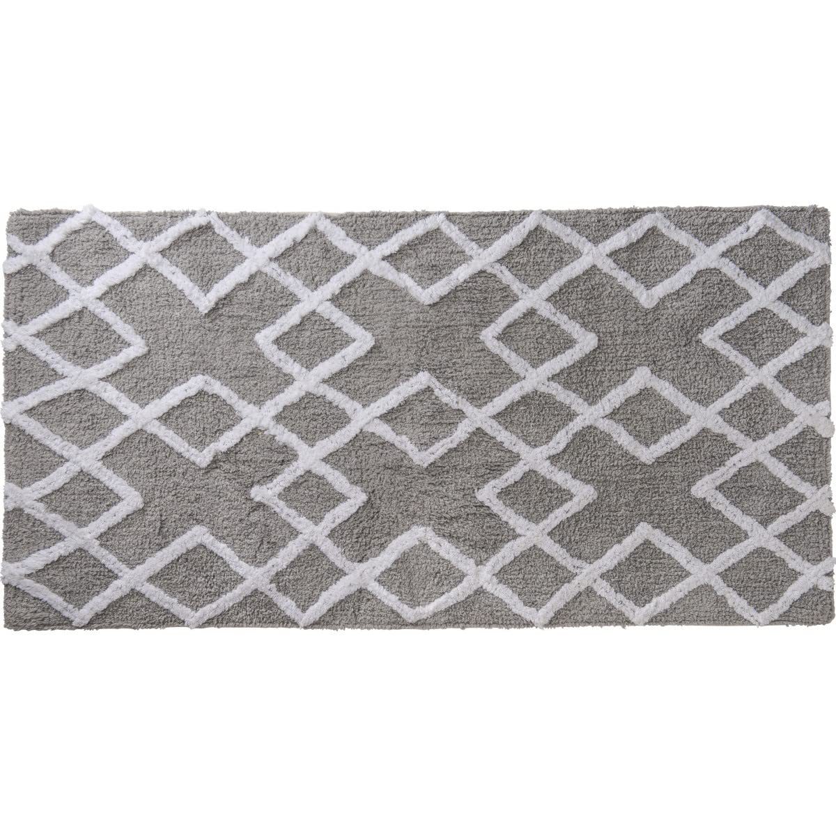 Levasseur Sol tapis 60x120 cm gris losanges coton