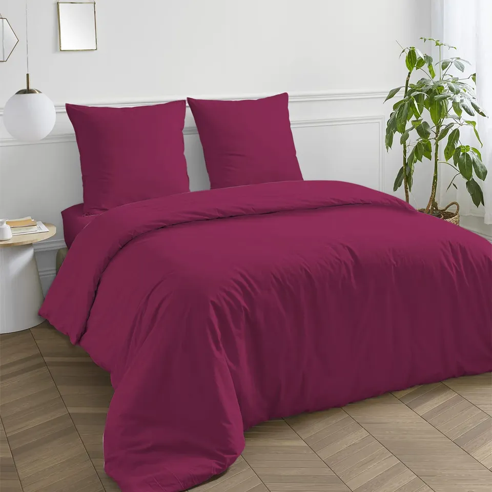 Levasseur Linge de lit parure housse de couette coton uni + taies