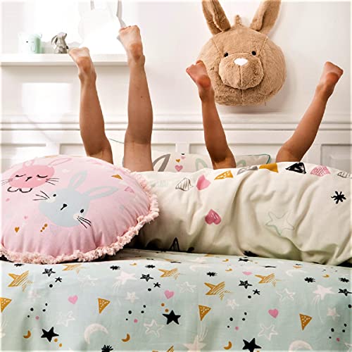 Future Home Lapin Coussin Enfant Coton 35x35cm Rose Bleu