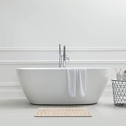 Levasseur Galet Tapis de Bain Mémoire de Forme Ecru 50x80 Antidérapant