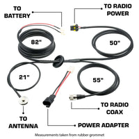 Rugged Air Accessory Mounts Faisceau Alimentation Antenne Jeep JL JT