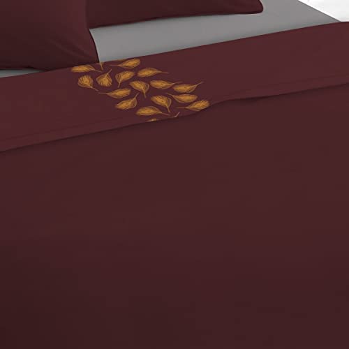 Future Home Parure Drap Plat Satin 57 Fils Aubergine 240x300cm