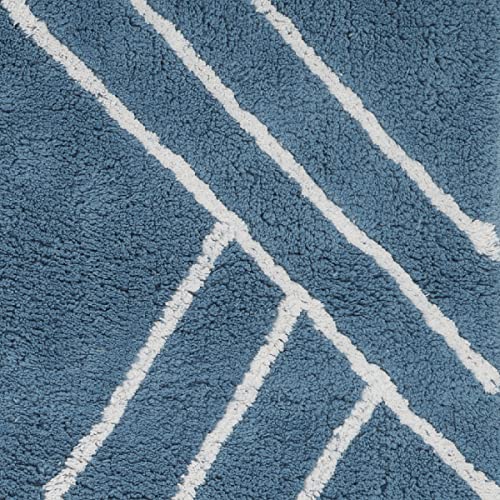 Levasseur Neo Tapis de bain coton 60x120cm bleu géométrique