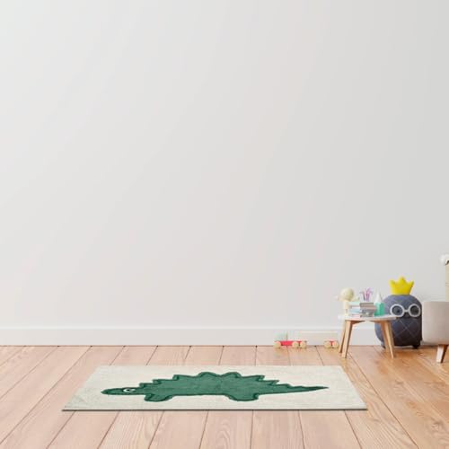 Levasseur Kids Dino tapis enfant coton vert 60x90
