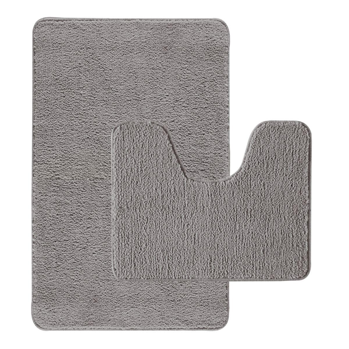 Levasseur Polynésie lot 2 tapis de bain gris 50x80 antidérapant
