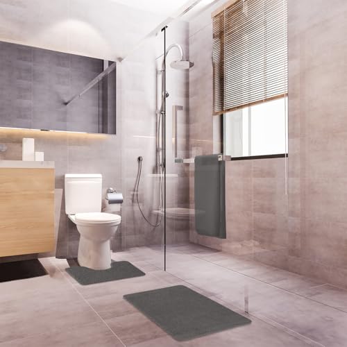 Levasseur Polynésie lot 2 tapis de bain anthracite 50x80 antidrap