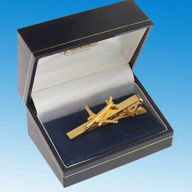 Airbus 320 Pince cravate dorée or fin 24 carats écrin
