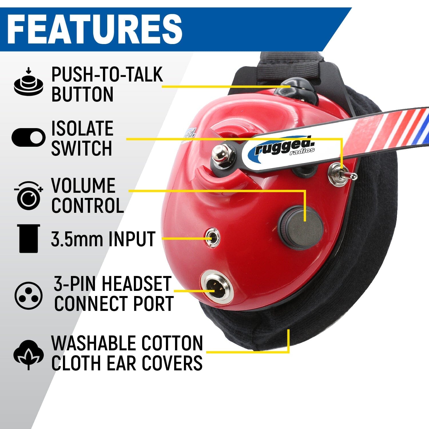 Rugged Air H80 paire casques intercom linkable piste