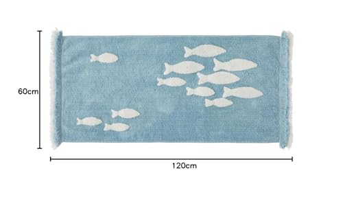 Levasseur Salle de bain tapis coton bleu 60x120 cm glacier