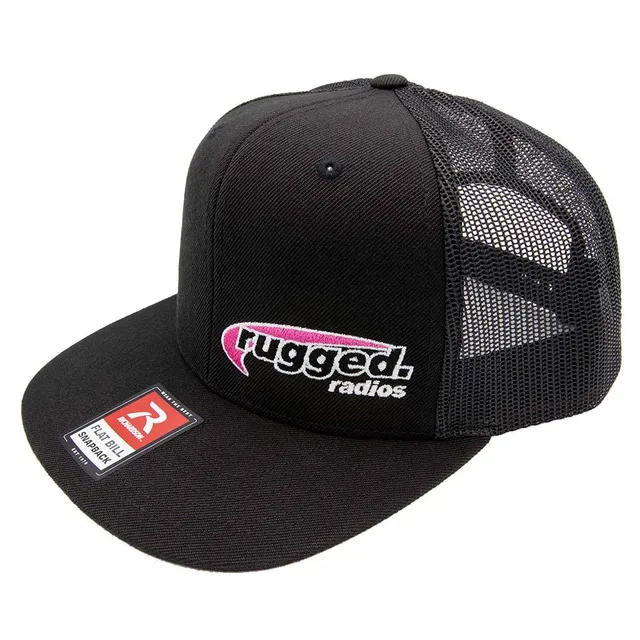 Rugged Air Safety casquette snapback flat bill noire logo rose