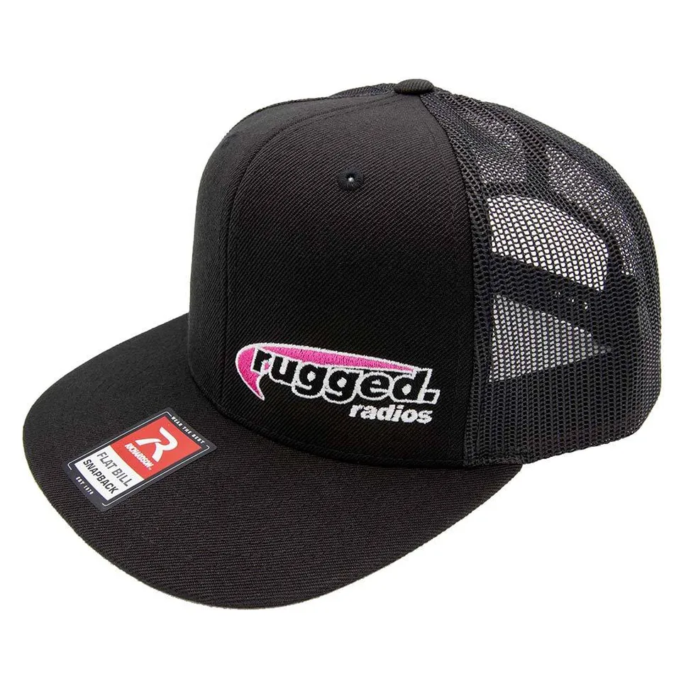 Rugged Air Safety casquette snapback flat bill noire logo rose