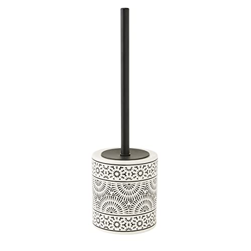 LEVASSEUR Tribu Brosse WC Porcelaine Blanc Noir Ethnique