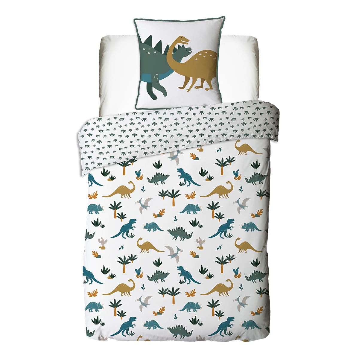 LEVASSEUR Kids parure lit dinosaure 140x200cm coton 2 pièces
