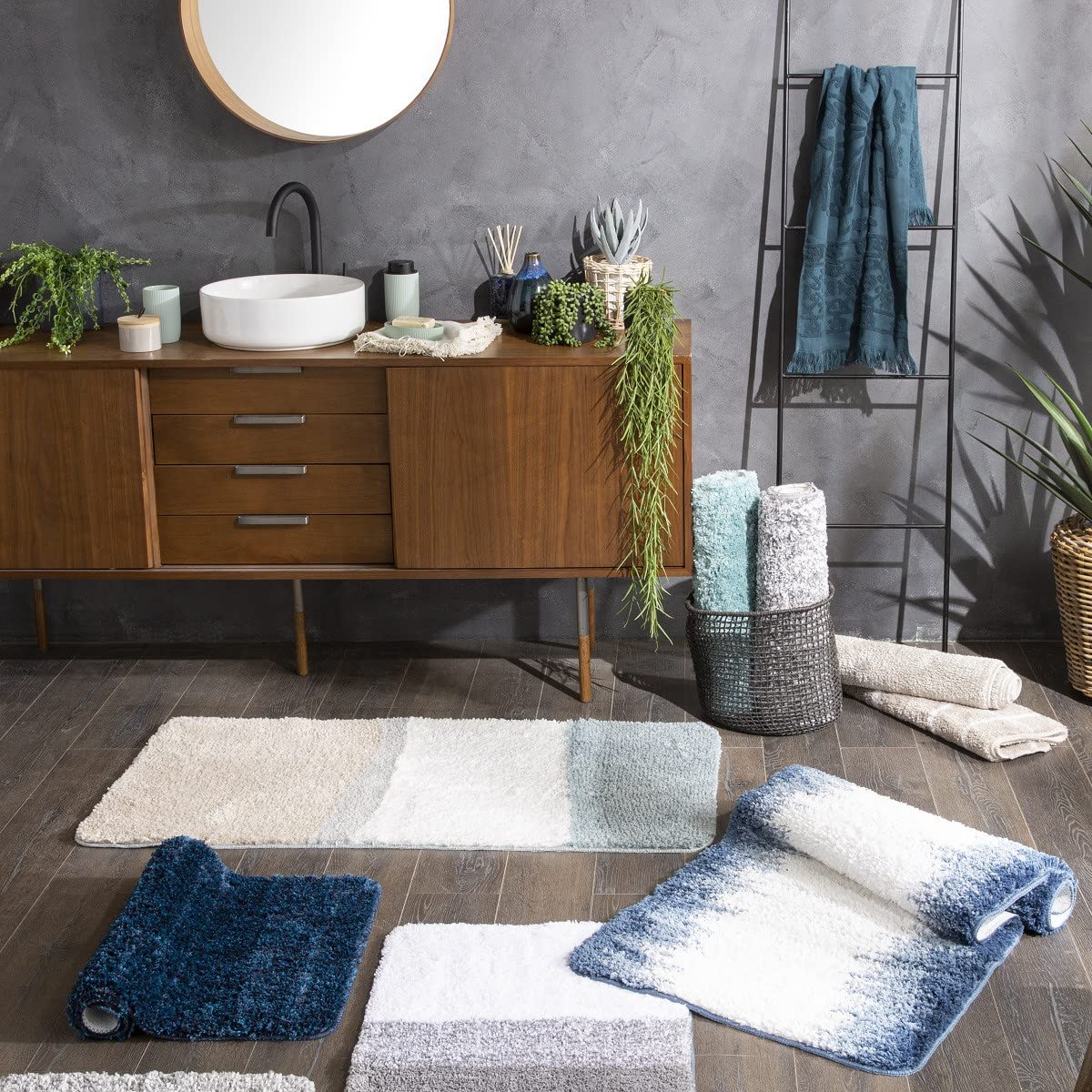 LEVASSEUR Ilyes Tapis de Bain Polyester Bleu 60x120cm