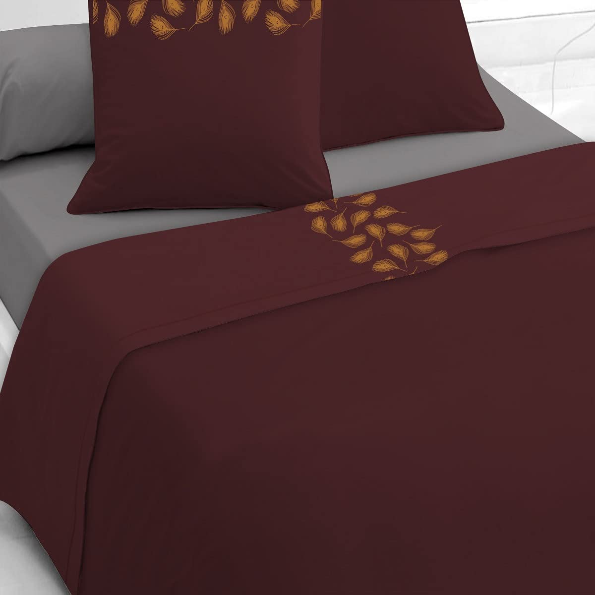 Future Home Parure Drap Plat Satin 57 Fils Aubergine 240x300cm