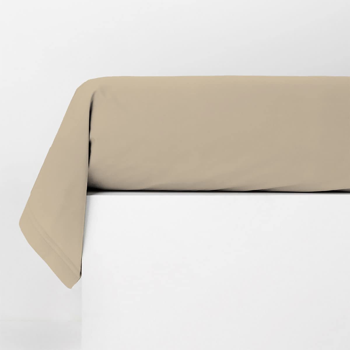 LEVASSEUR taie traversin 85x185cm beige uni coton 57 fils