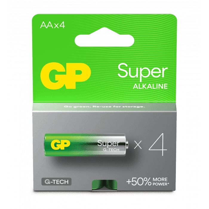 GP Super Alcaline 15A LR6 piles AA lot de 4 longue durée