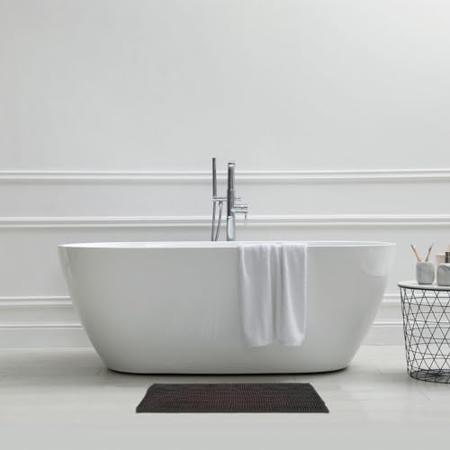 LEVASSEUR Stripy tapis de bain chenille anthracite 50x70cm