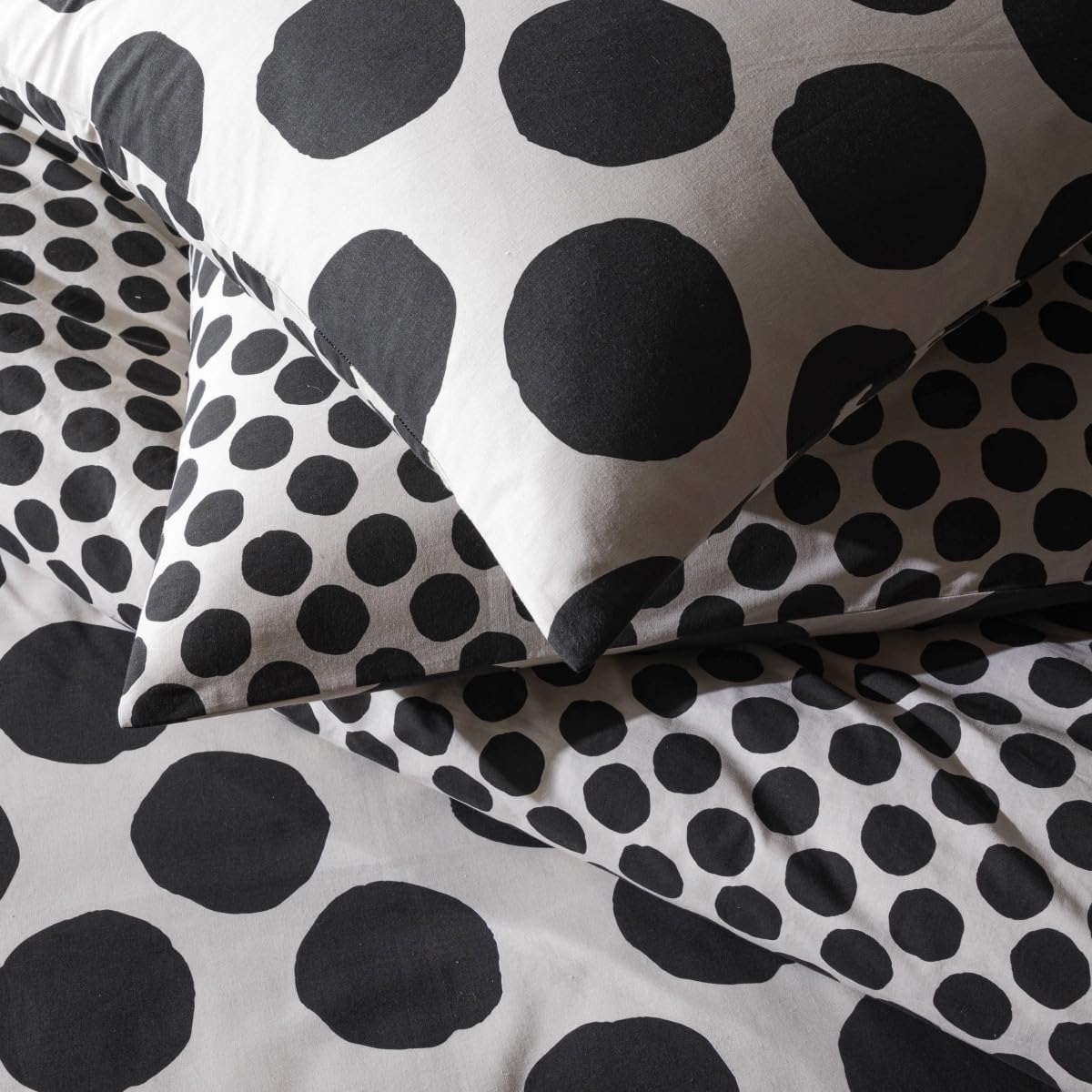 Levasseur Nico pois parure de lit noir 240x220cm coton