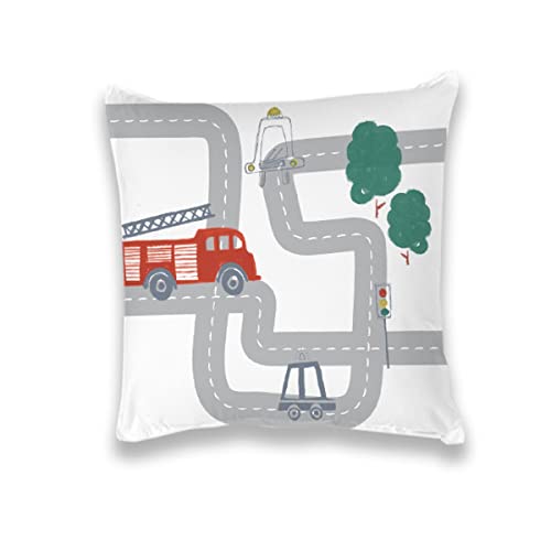Levasseur Kids Coussin coton blanc Circuit 40x40cm lavable