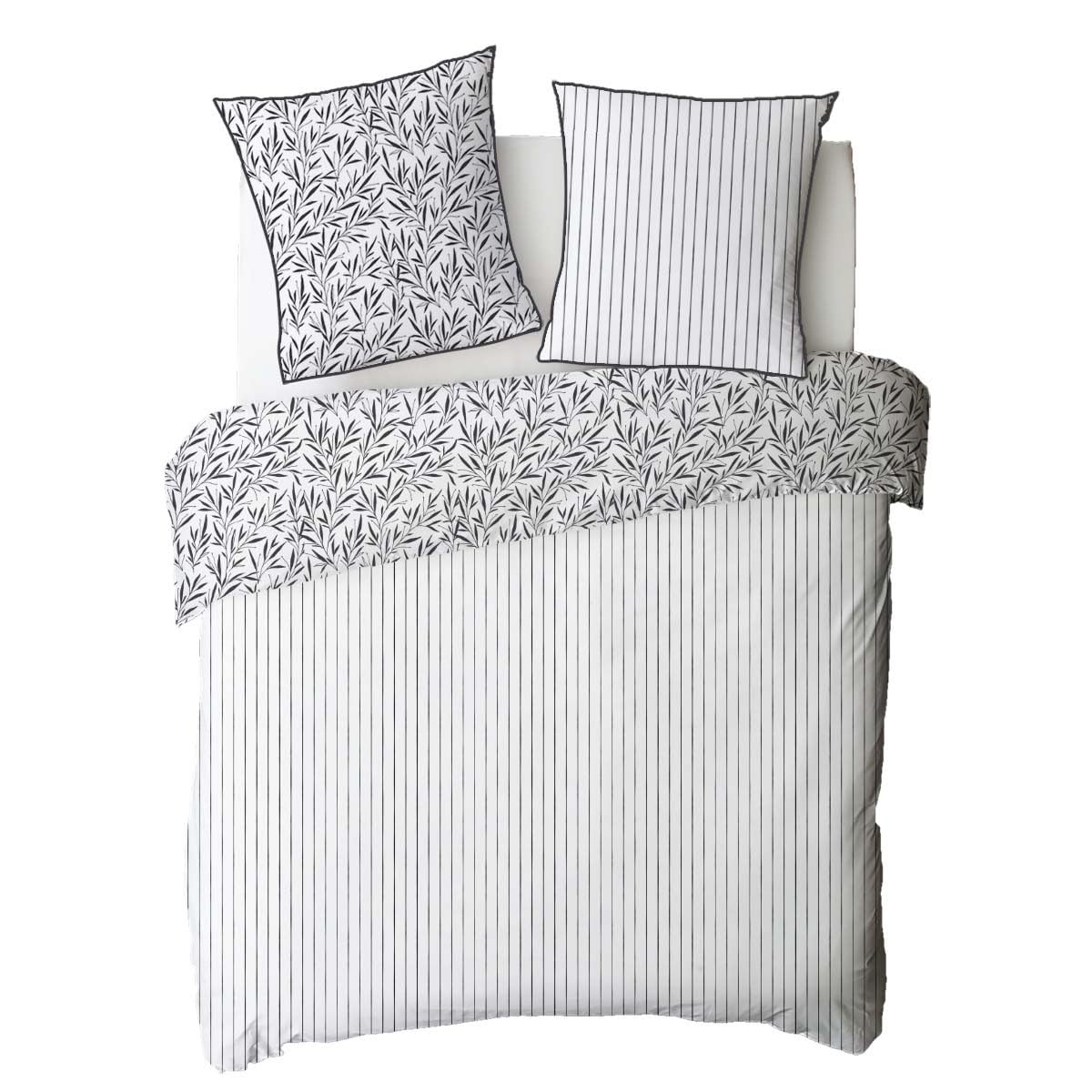 Levasseur Nina Parure lit coton blanc 240x220cm feuillage