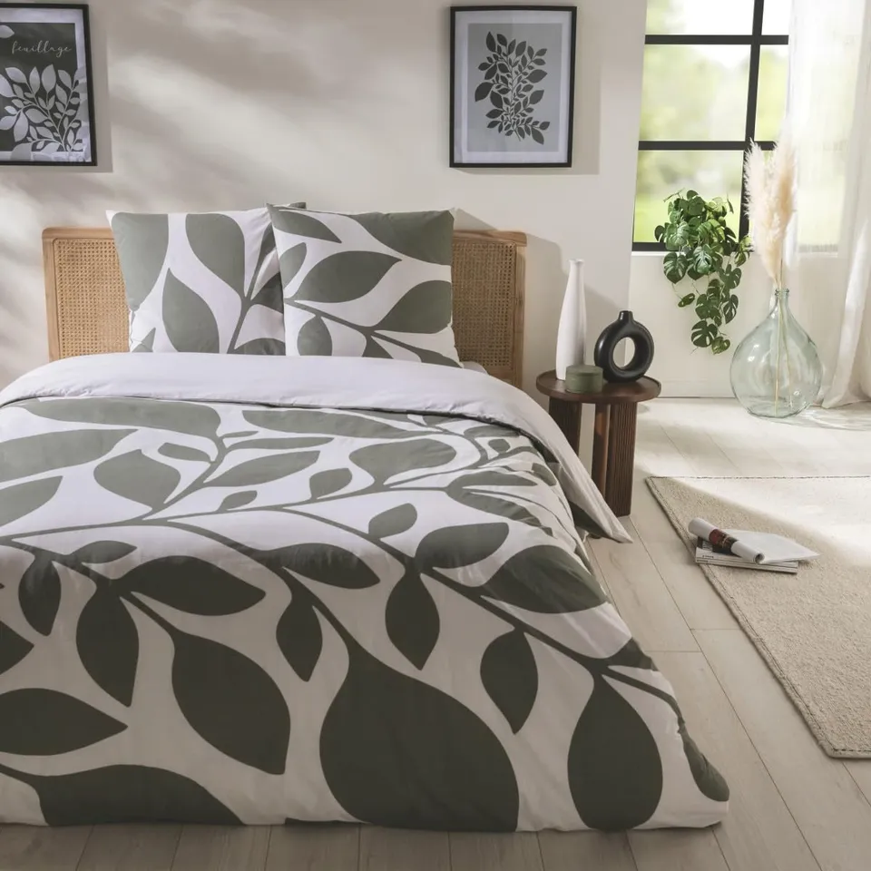 Levasseur Nais parure de lit vert 240x220cm coton réversible