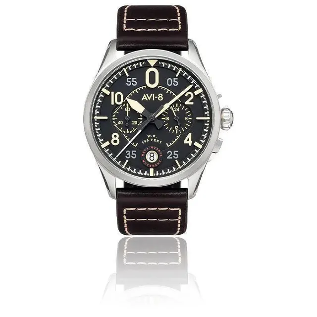 La Boutique du Pilote Montres AVI-8 Spitfire montre acier noir 42 mm