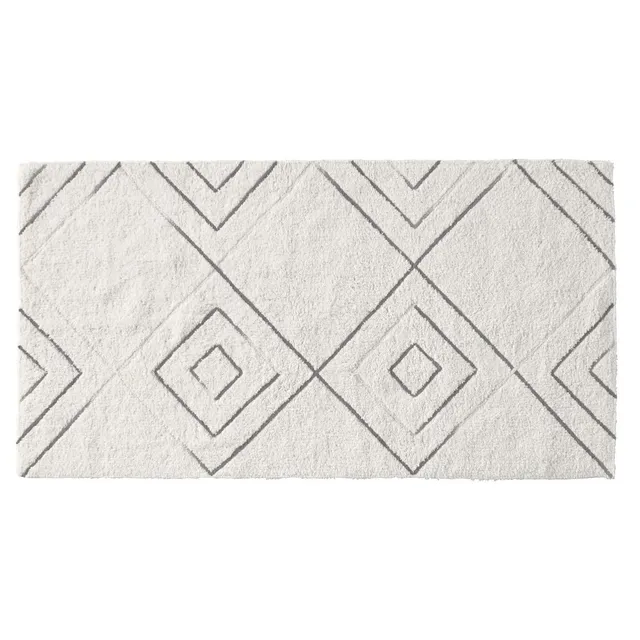 LEVASSEUR Hexago tapis de bain géométrique ivoire 60x120cm