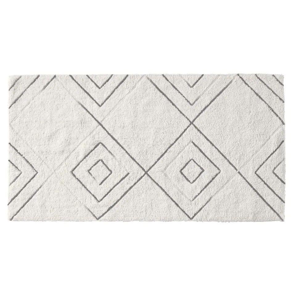 LEVASSEUR Hexago tapis de bain géométrique ivoire 60x120cm