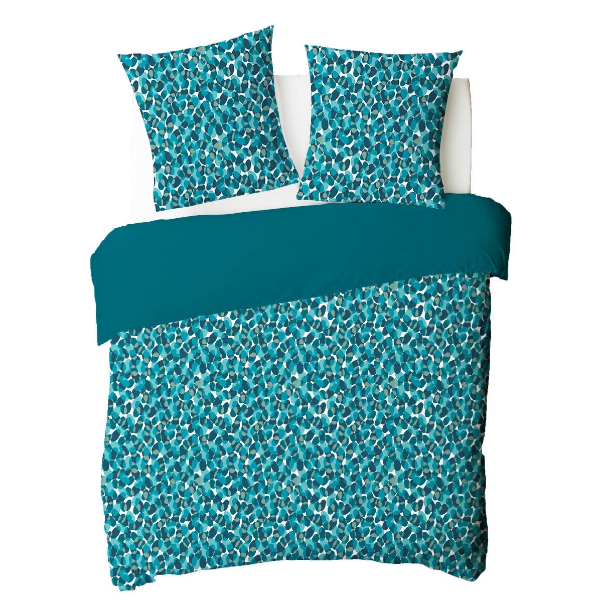 LEVASSEUR Nelly parure de lit coton bleu canard 260x240cm