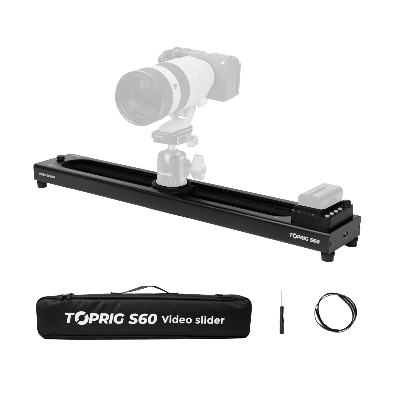 Toprig S60 Slider Motorisé 60cm Rail Vidéo Bluetooth 4kg