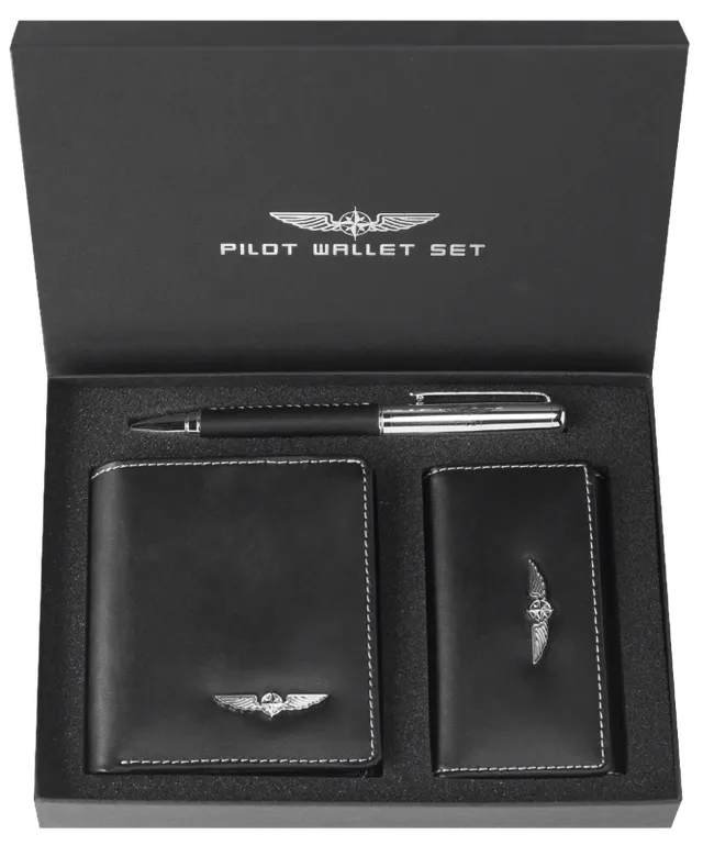 Coffret pilote portefeuille étui clés stylo cuir protection RFID