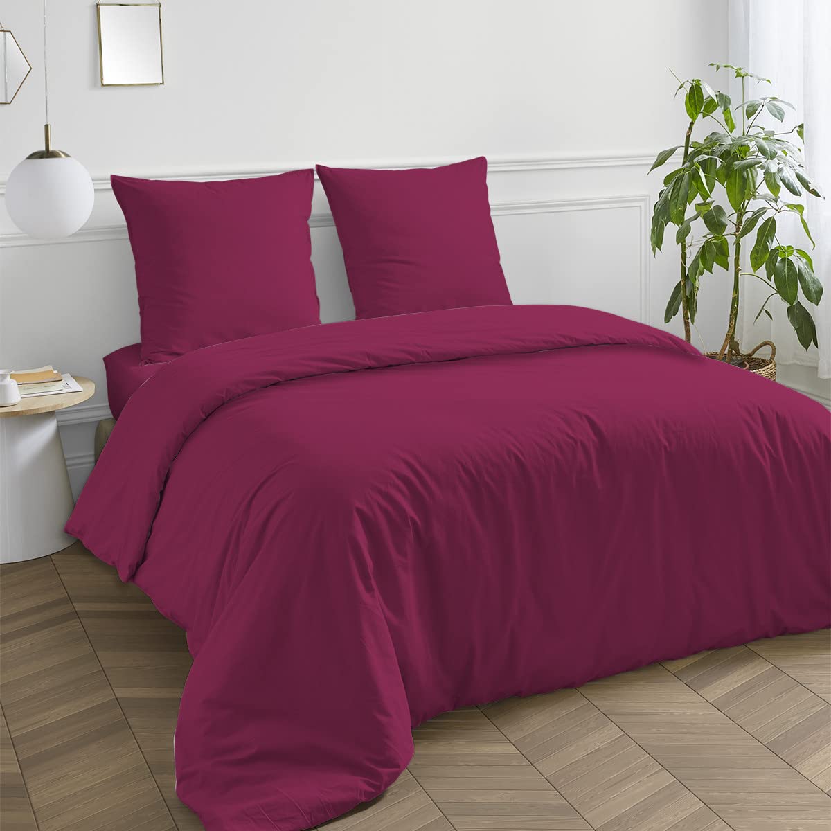 Levasseur Linge de lit parure housse de couette coton uni + taies