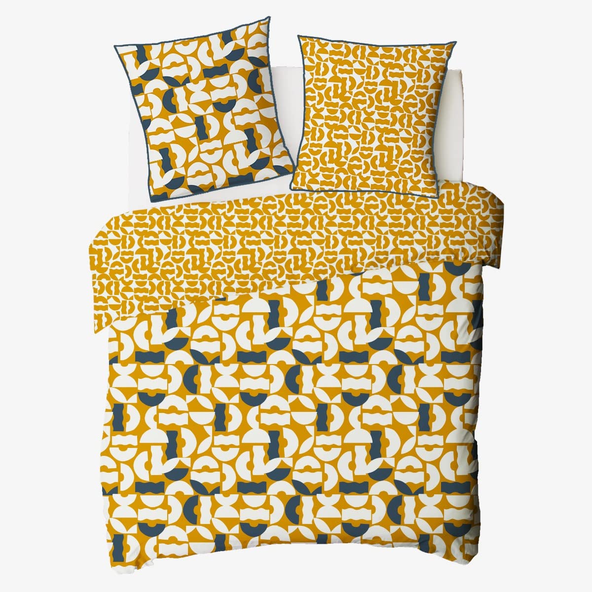 LEVASSEUR Fidji parure de lit coton jaune curry 240x220 cm