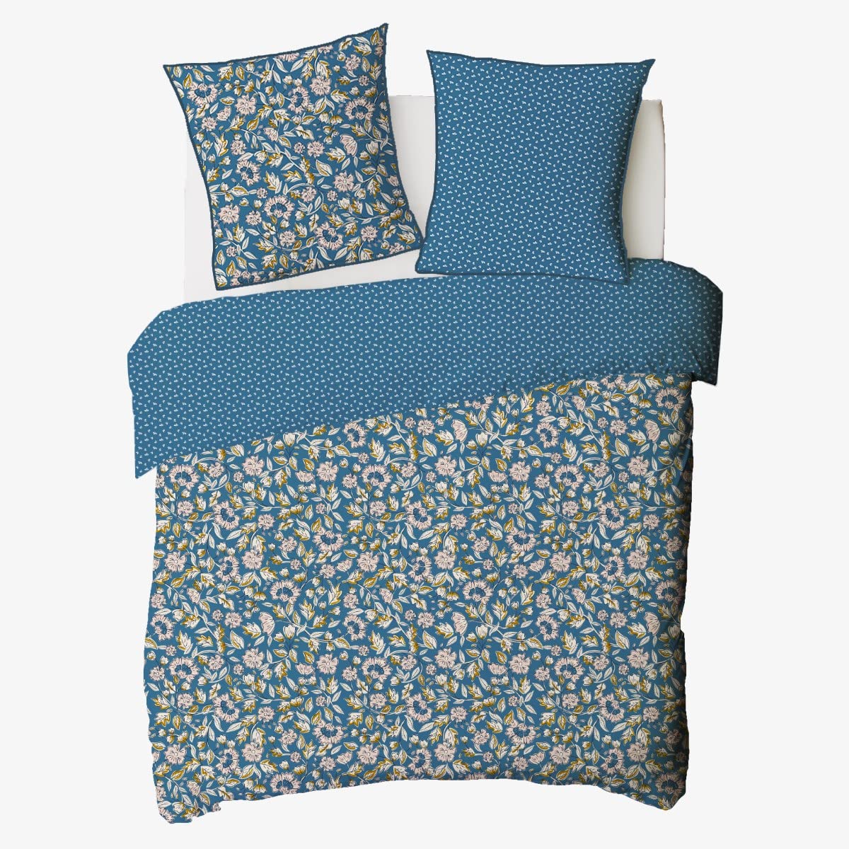 Levasseur Frida 260x240cm parure de lit percale coton bleu