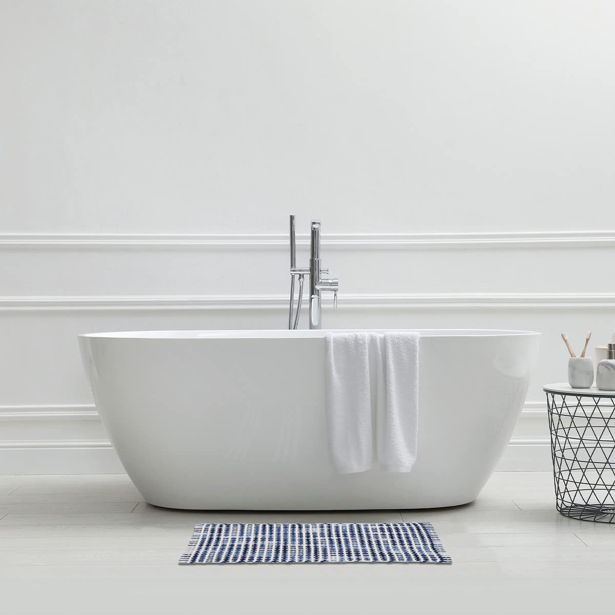 LEVASSEUR tapis de bain polycoton quadrillé 50x80 cm