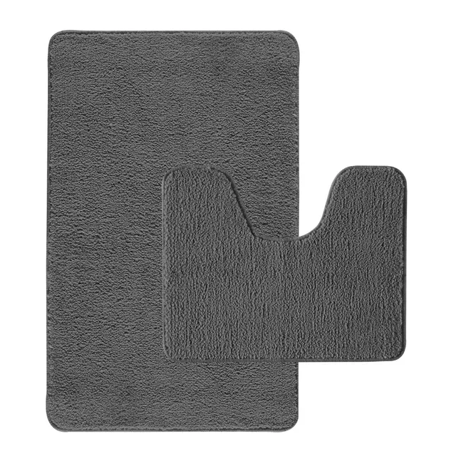 Levasseur Polynésie lot 2 tapis de bain anthracite 50x80 antidrap