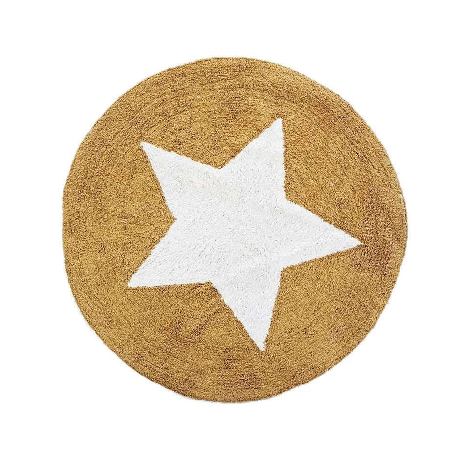 LEVASSEUR Kids tapis enfant rond coton étoile jaune 80x80cm