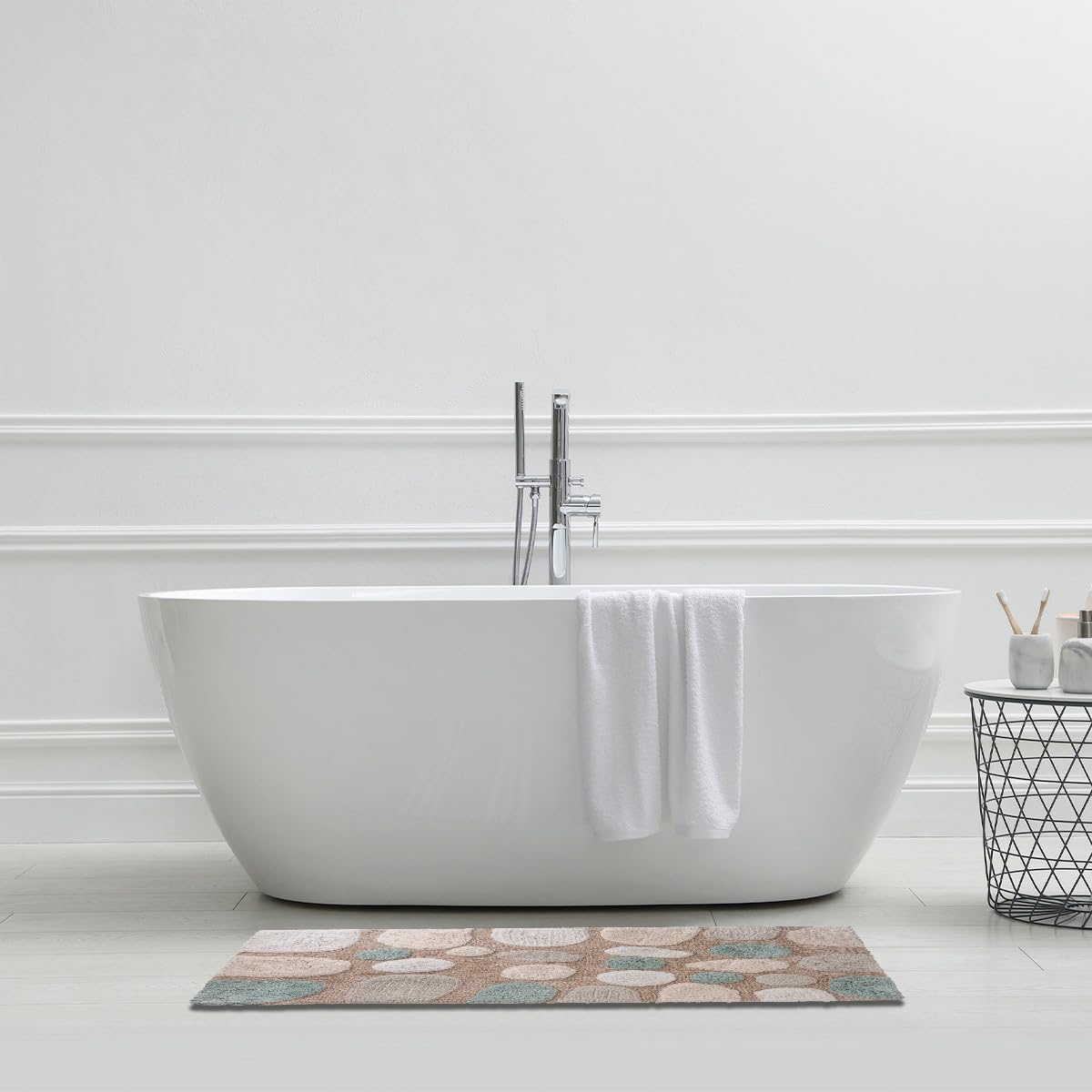 LEVASSEUR Galet Tapis de Bain Coton Beige 50x80cm Oeko-Tex
