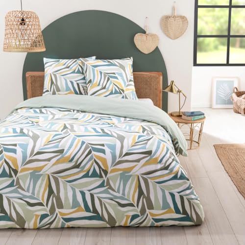 LEVASSEUR Linge de lit Leonce parure coton 260x240 vert 57 fils