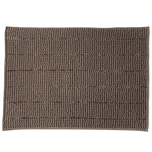 Levasseur Stripy Chenille tapis de bain taupe 50x70cm antidérapant