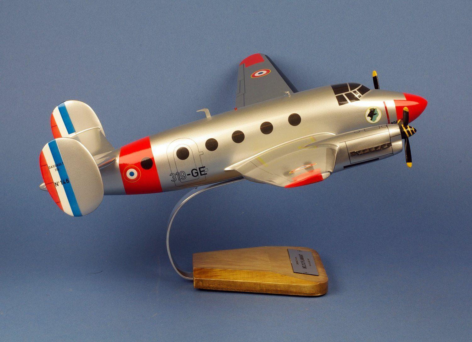 Flamant MD.312 maquette avion bois 1:38 54cm sur socle