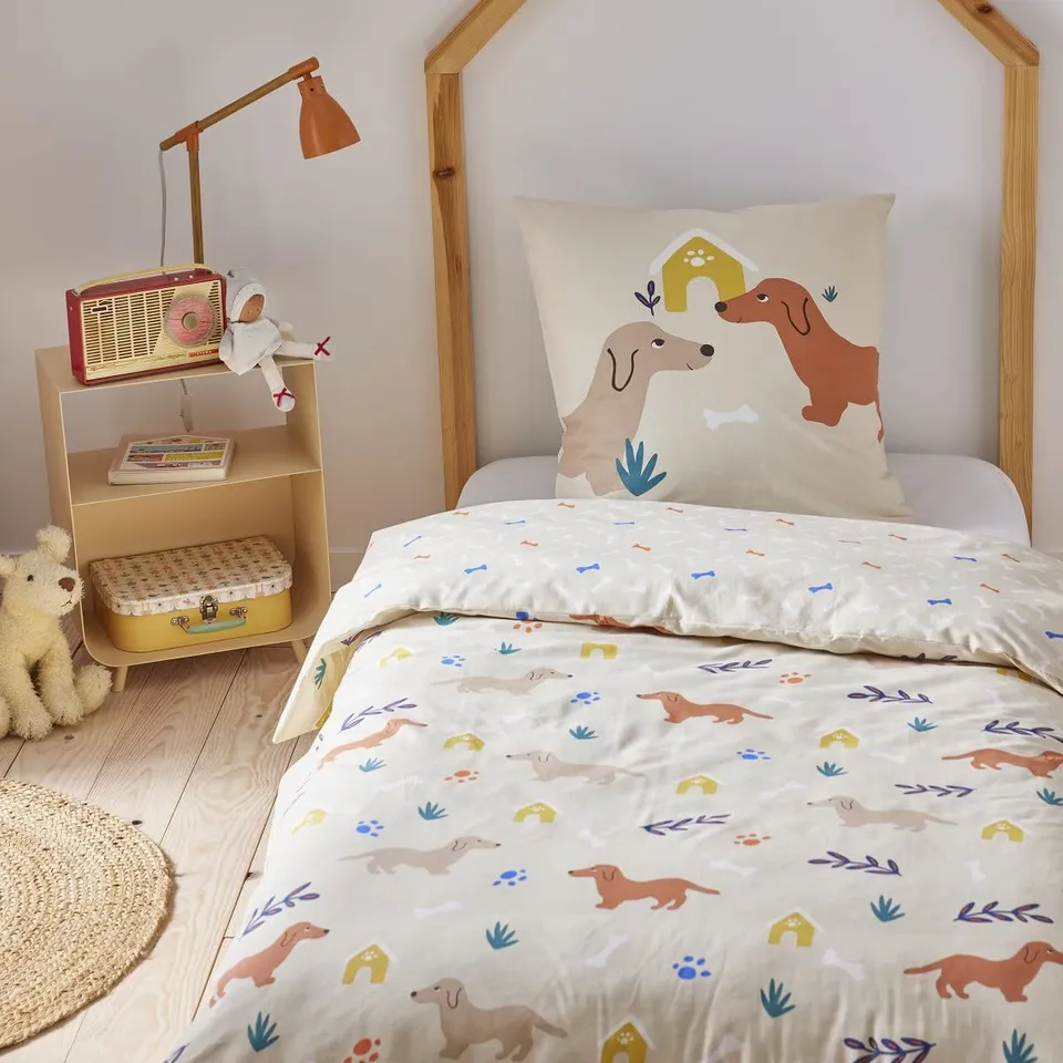 Future Home Kids Parure de lit 140x200 chien coton 2 pièces