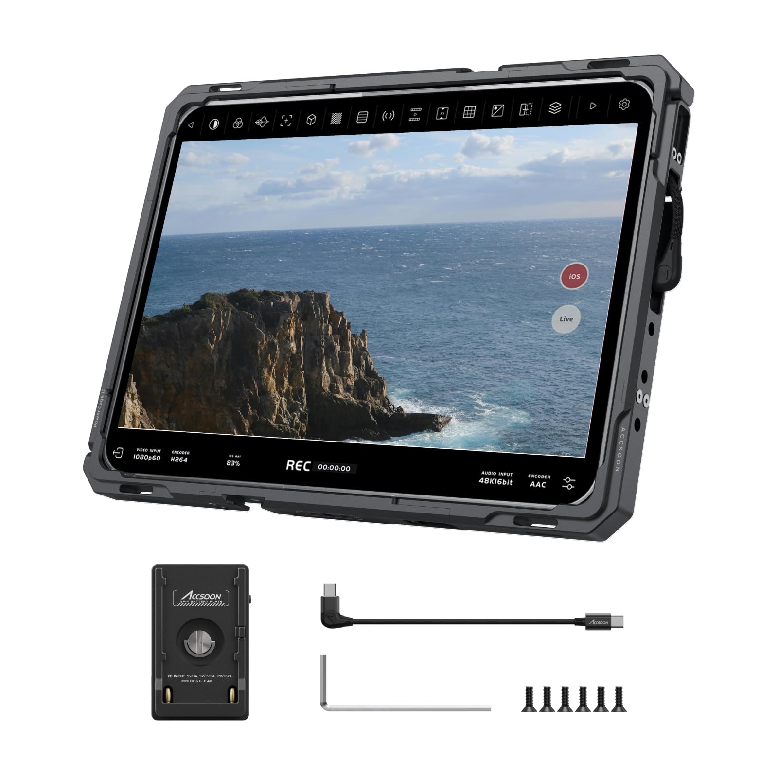 Accsoon PowerCage Pro II Cage iPad Pro 12,9" Alu NP-F