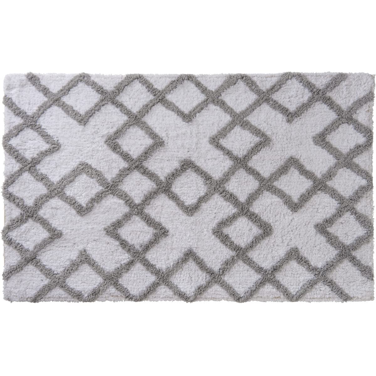 LEVASSEUR Sol Croisy tapis coton blanc 50x80cm losanges
