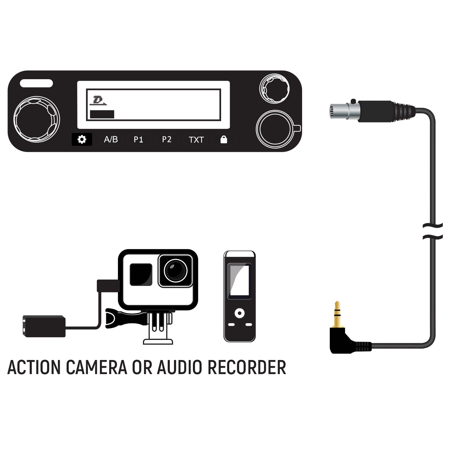Rugged Air CS-REC-5PM-3.5 Câble Enregistrement Radio Mobile GoPro